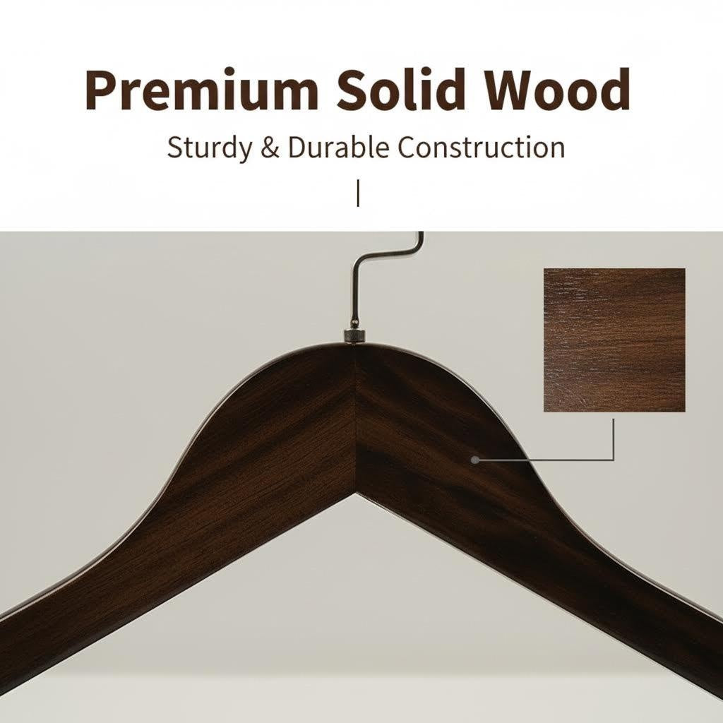 Standard Wooden Clothes Hanger with 360° Rotating Flat Hook