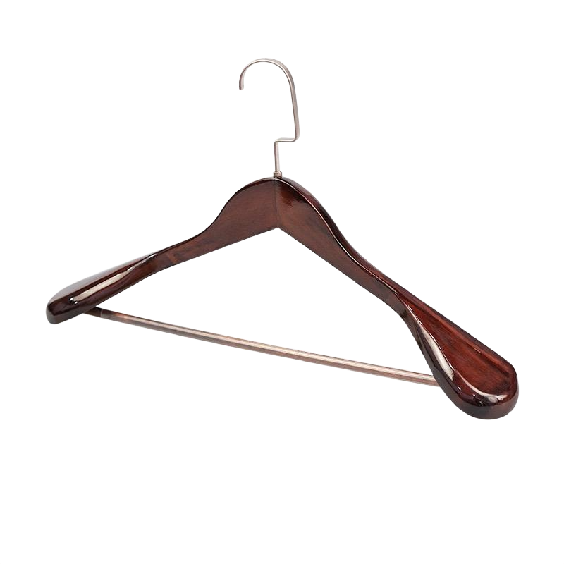 Solid Wood Wide Shoulder Suit Hanger with 360° Rotating Flat Hook