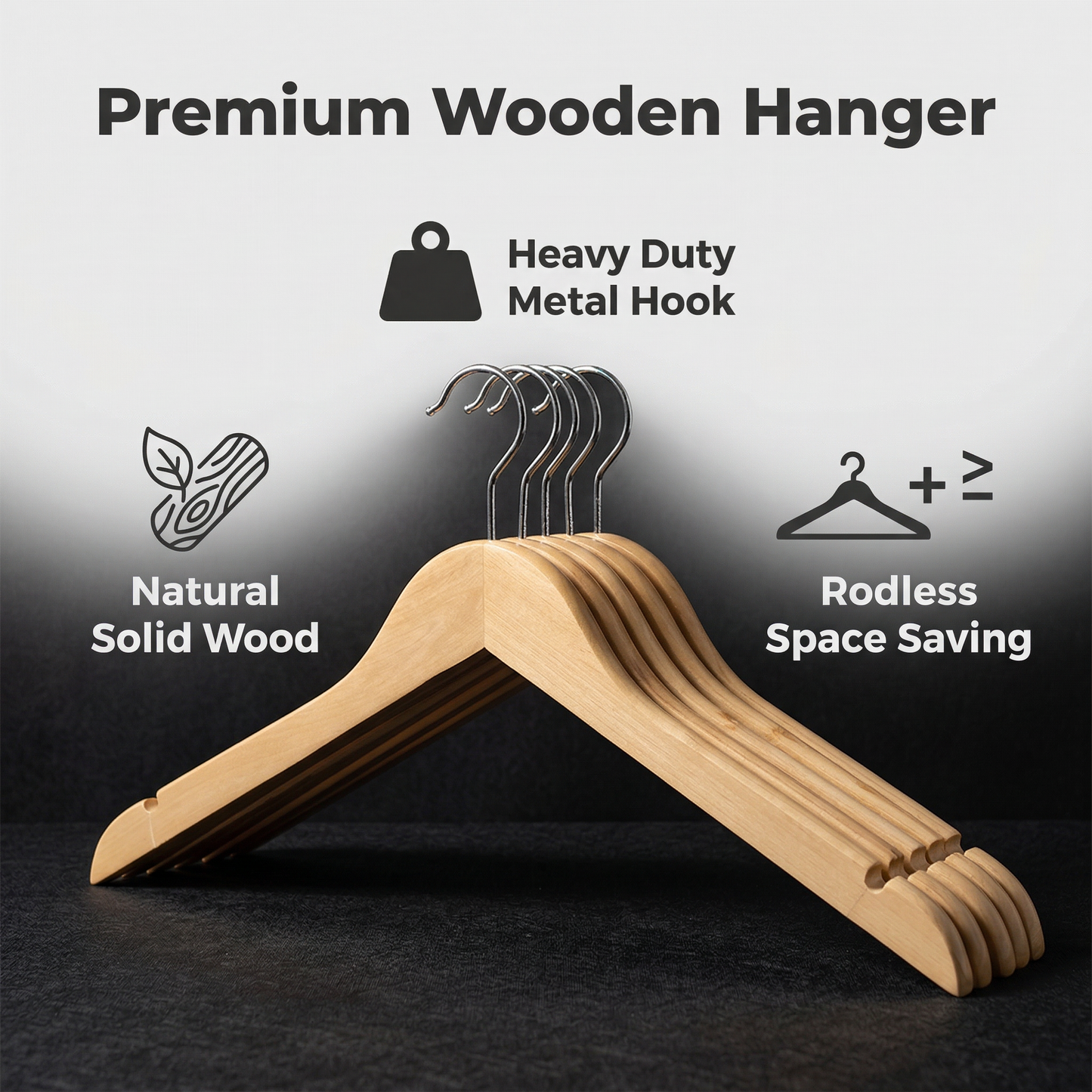 Hotel Solid Wood Hanger without Bar with 360° Rotating Round Hook