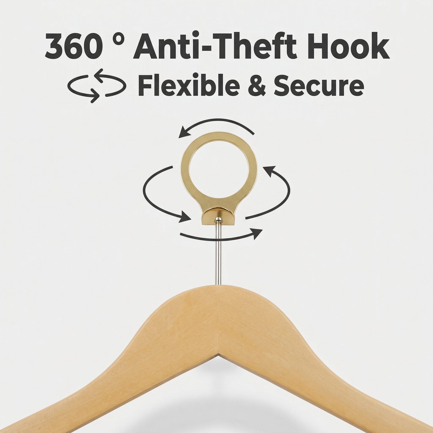 Anti-Theft Hanger with Metal Bar and Clips