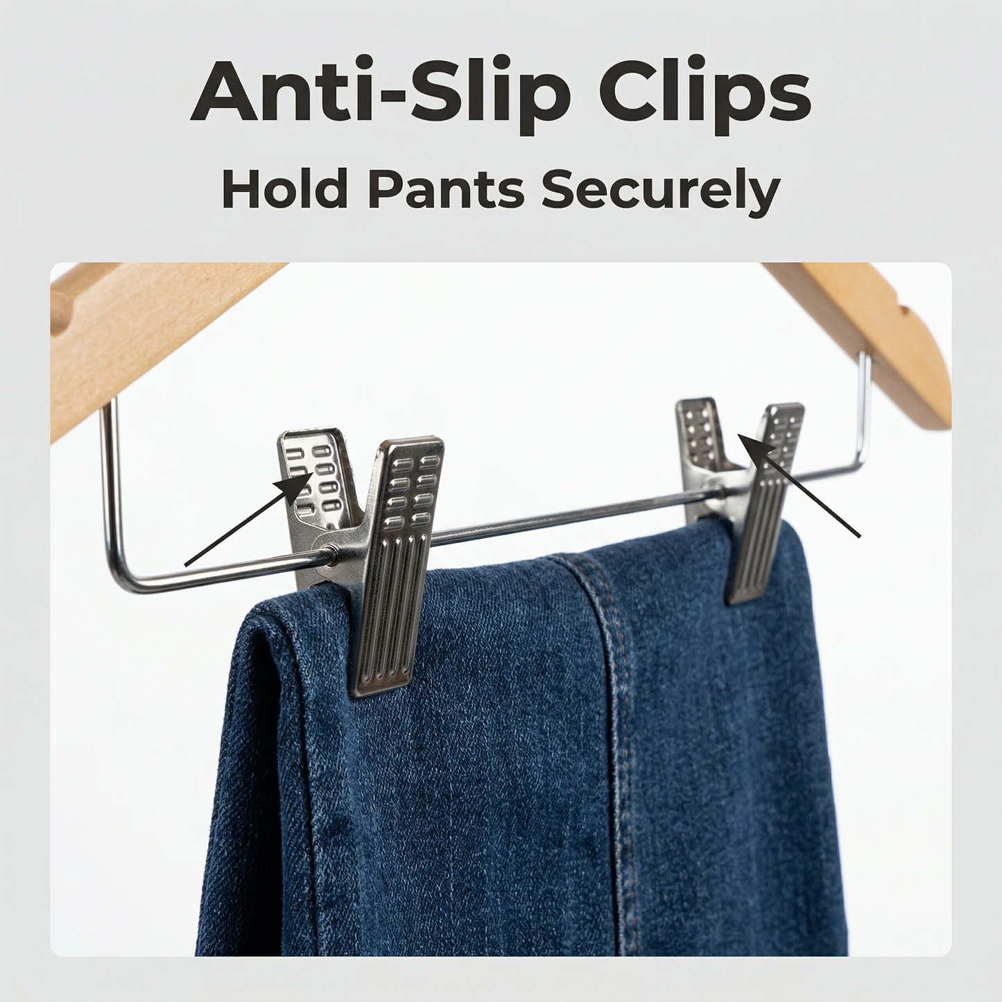 Anti-Theft Hanger with Metal Bar and Clips