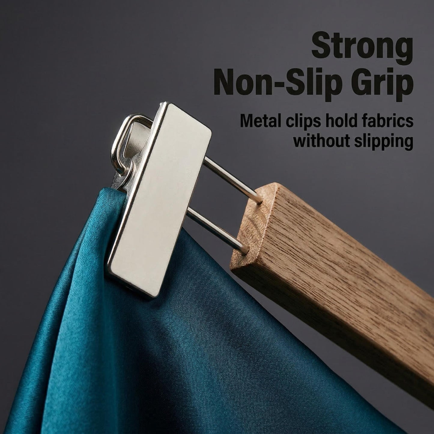 Adjustable Solid Wood Pants and Skirt Clip Hanger with 360° Rotating Hook