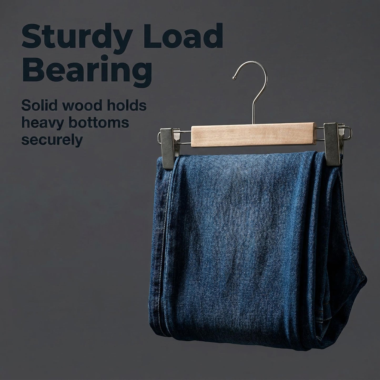 Adjustable Solid Wood Pants and Skirt Clip Hanger with 360° Rotating Hook
