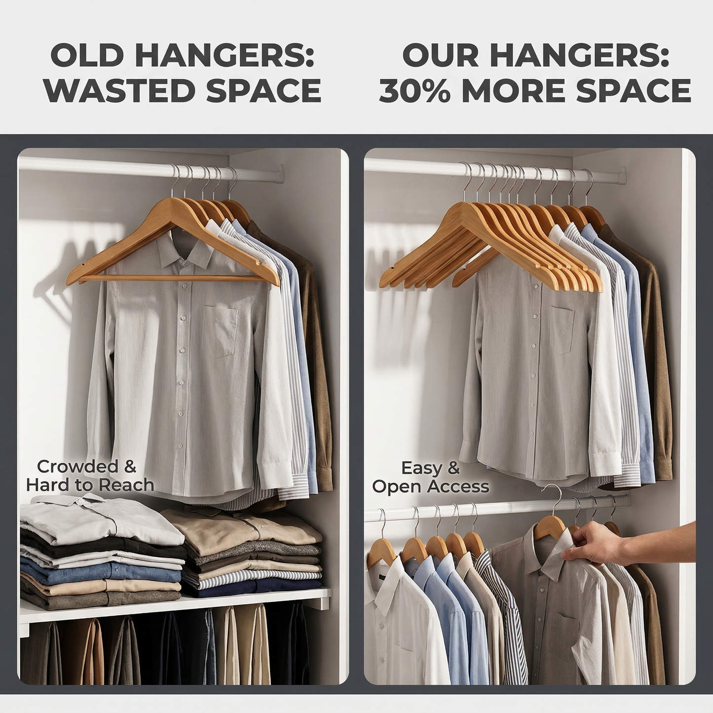 Hotel Solid Wood Hanger without Bar with 360° Rotating Round Hook
